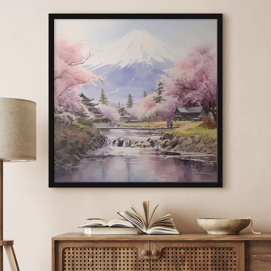 Fototapetes Ziedi pie rāms kalnu ainavas f38948