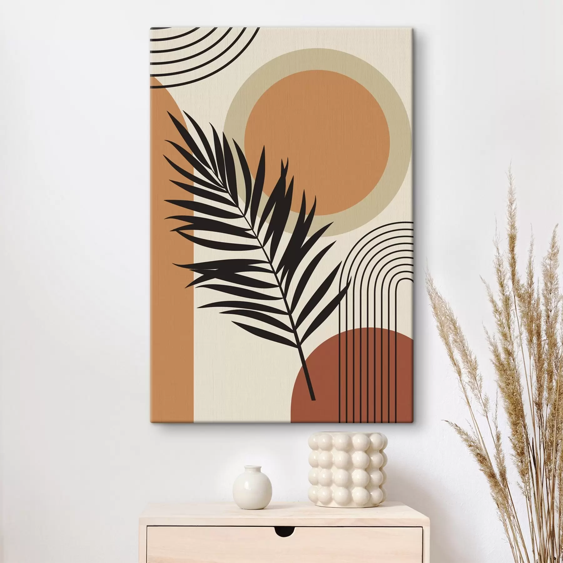 Fototapetes Palmu lapas uz ģeometriska fona s36170