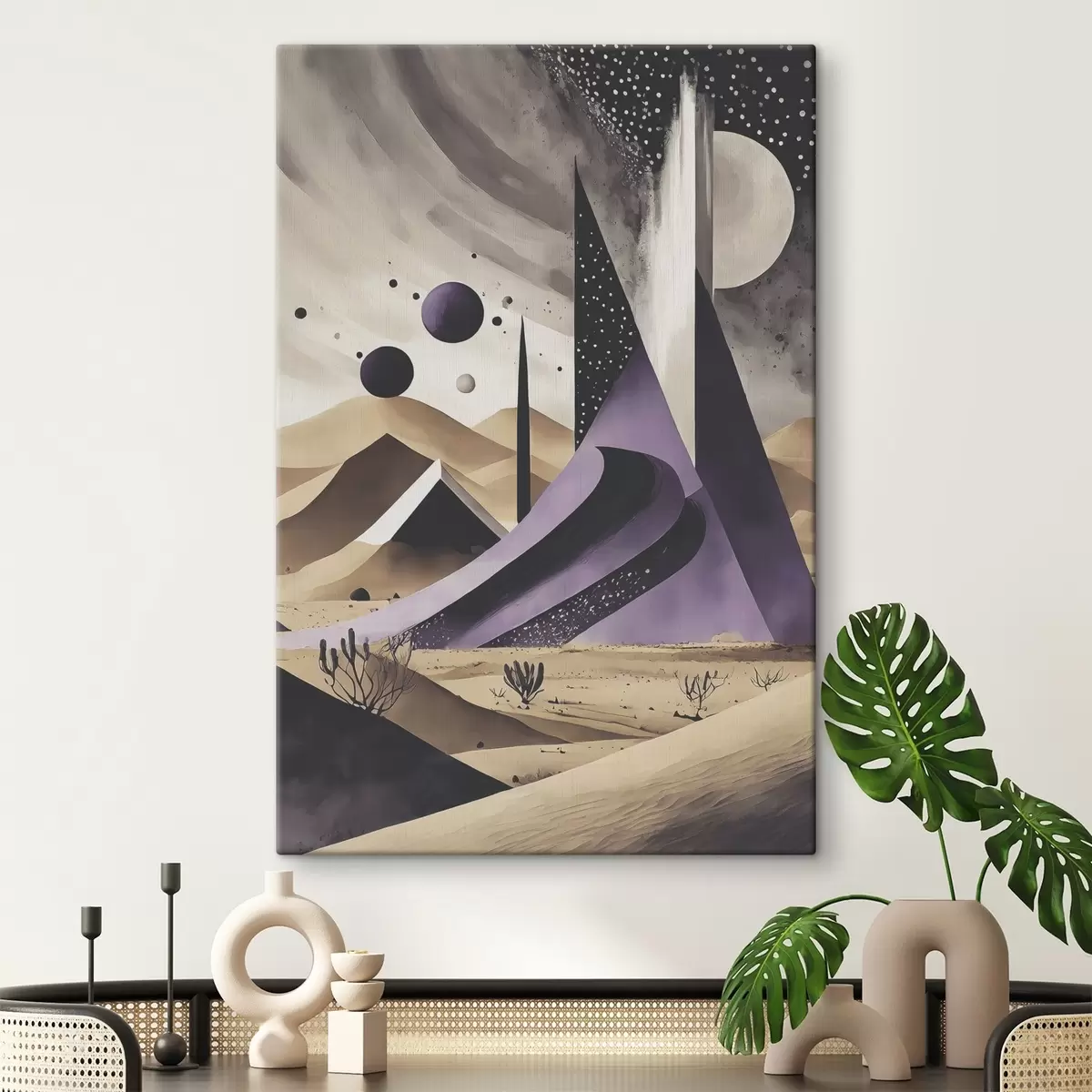 Glezna Violeti balta tuksneša ainava s37359