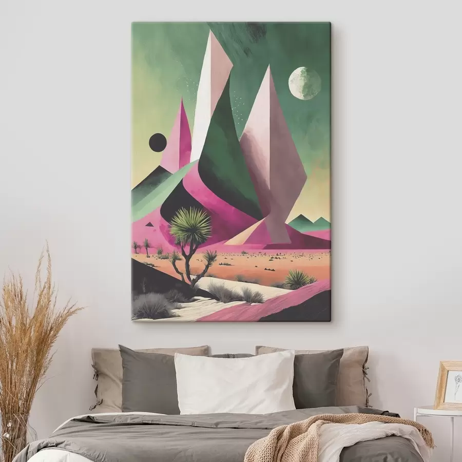 Glezna Tuksneša ainava ar kokiem un kalniem s37360