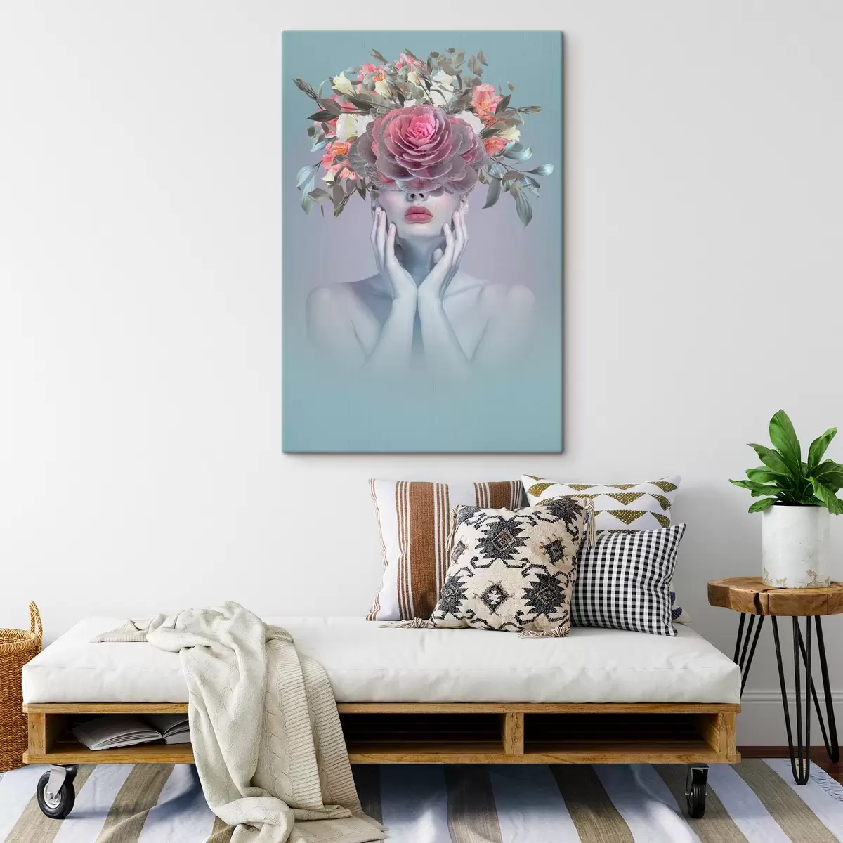 Glezna Sieviete ar ziediem galvā s37479