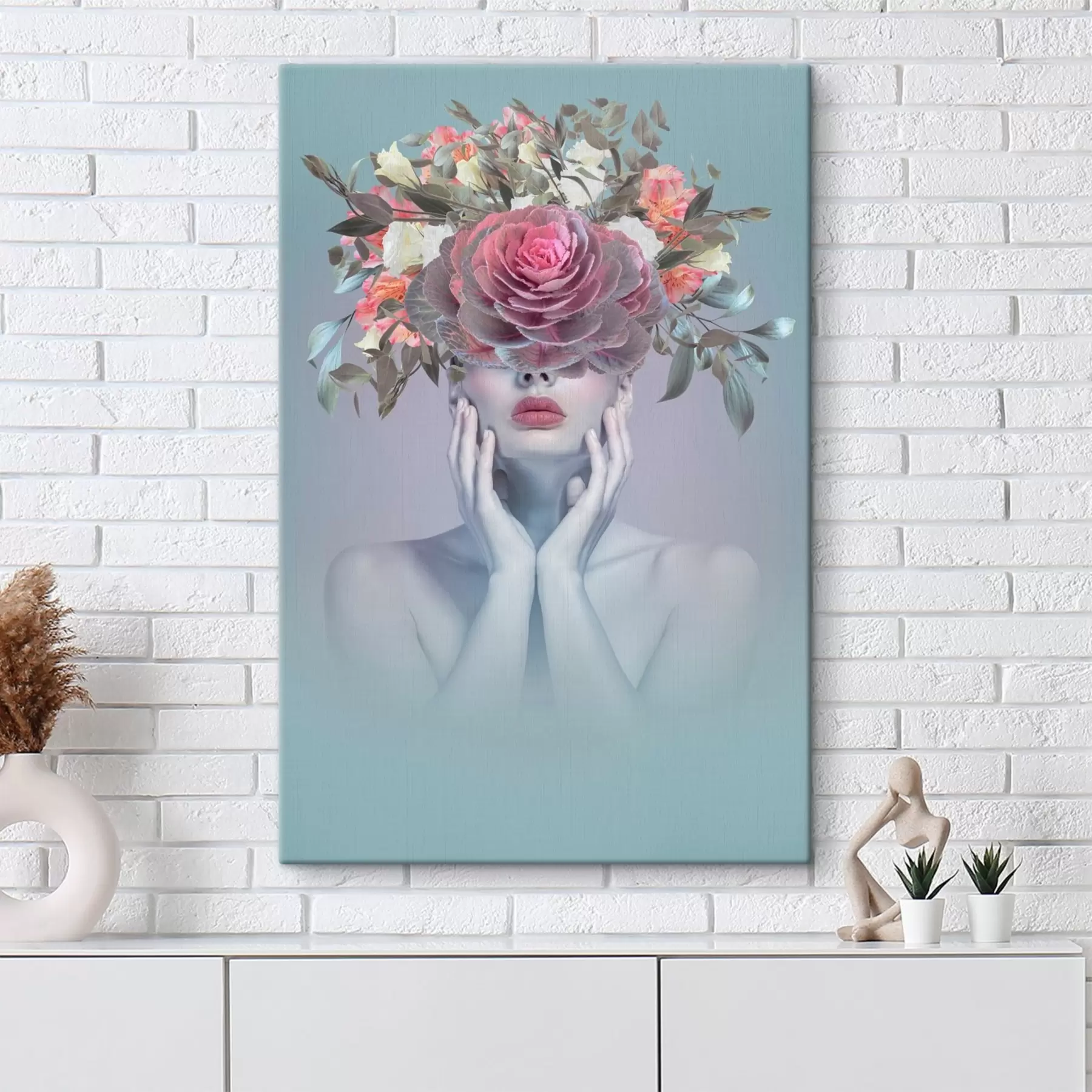 Fototapetes Sieviete ar ziediem galvā s37479