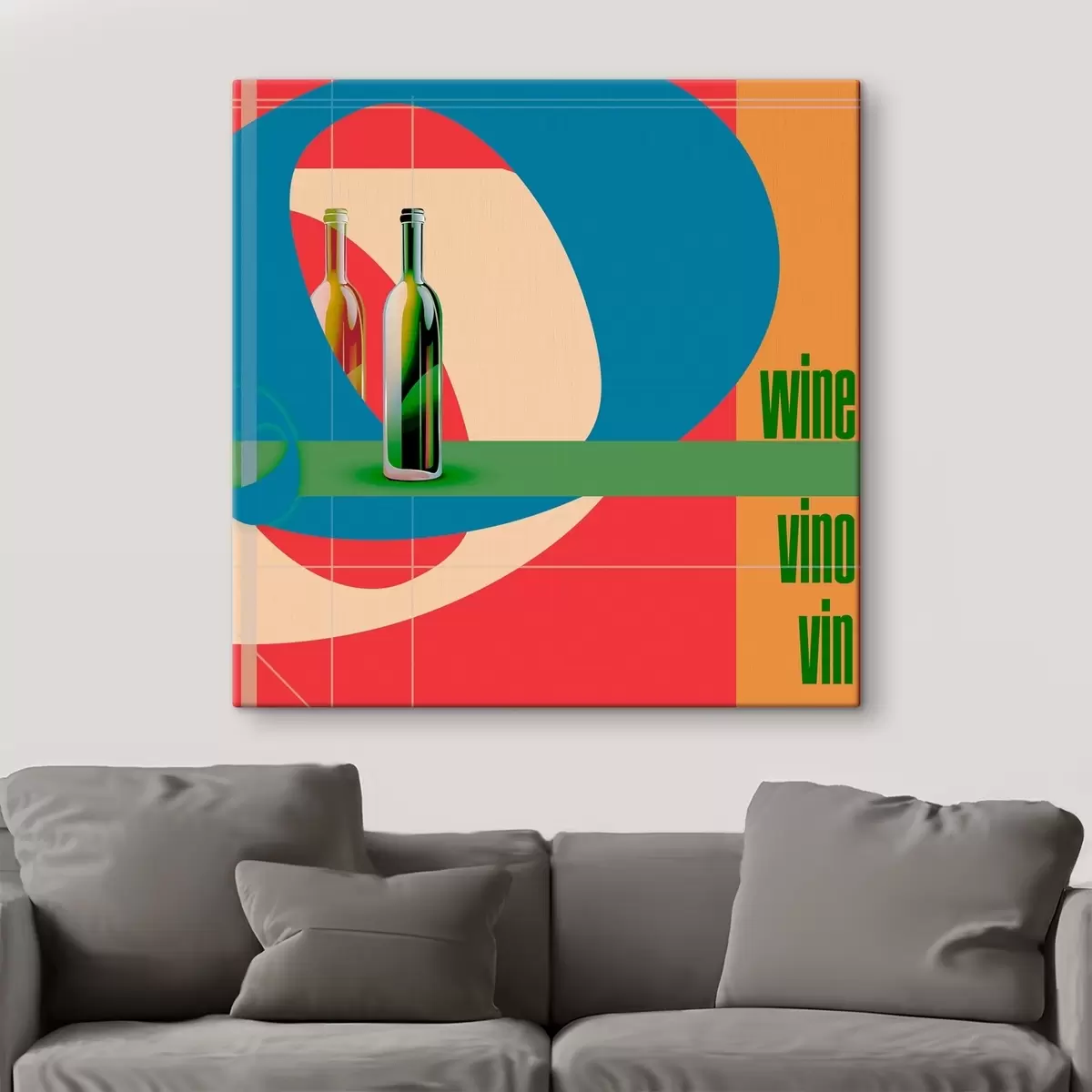 Glezna Vīna pudele uz krāsaina fona s37639