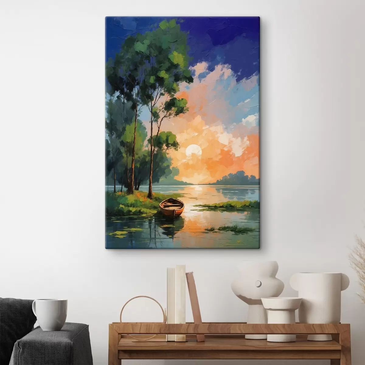 Glezna Laivas gleznošana uz ezera s37801