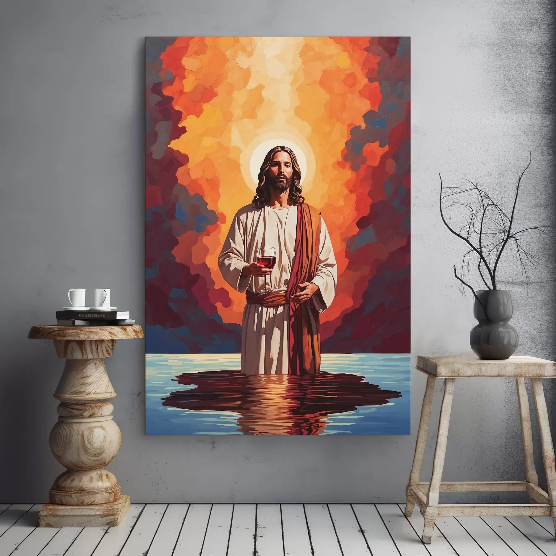 Glezna Vīrieša glezna ar vīna glāzi rokās s38125