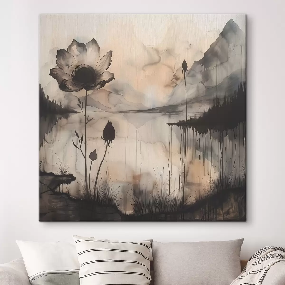 Glezna Ziedu un ezera glezna s38161