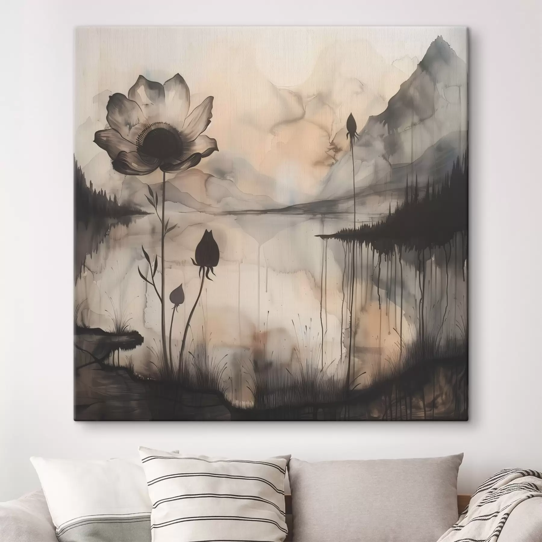 Glezna Ziedu un ezera glezna s38161