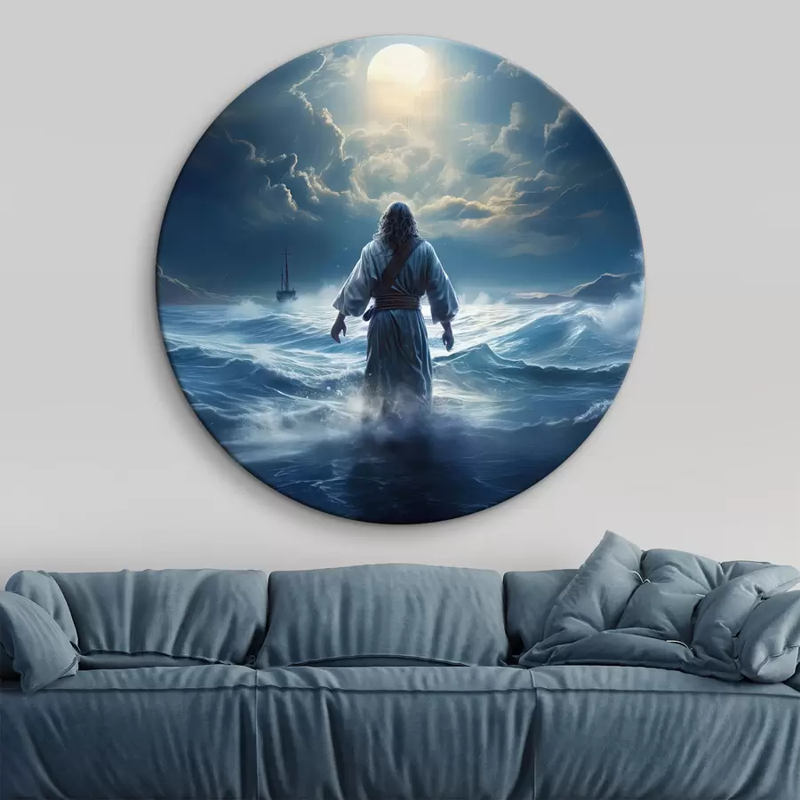 Glezna Vīrietis, kas naktī skatās uz mēnesi pilnmēness pilnbriedā  r35357