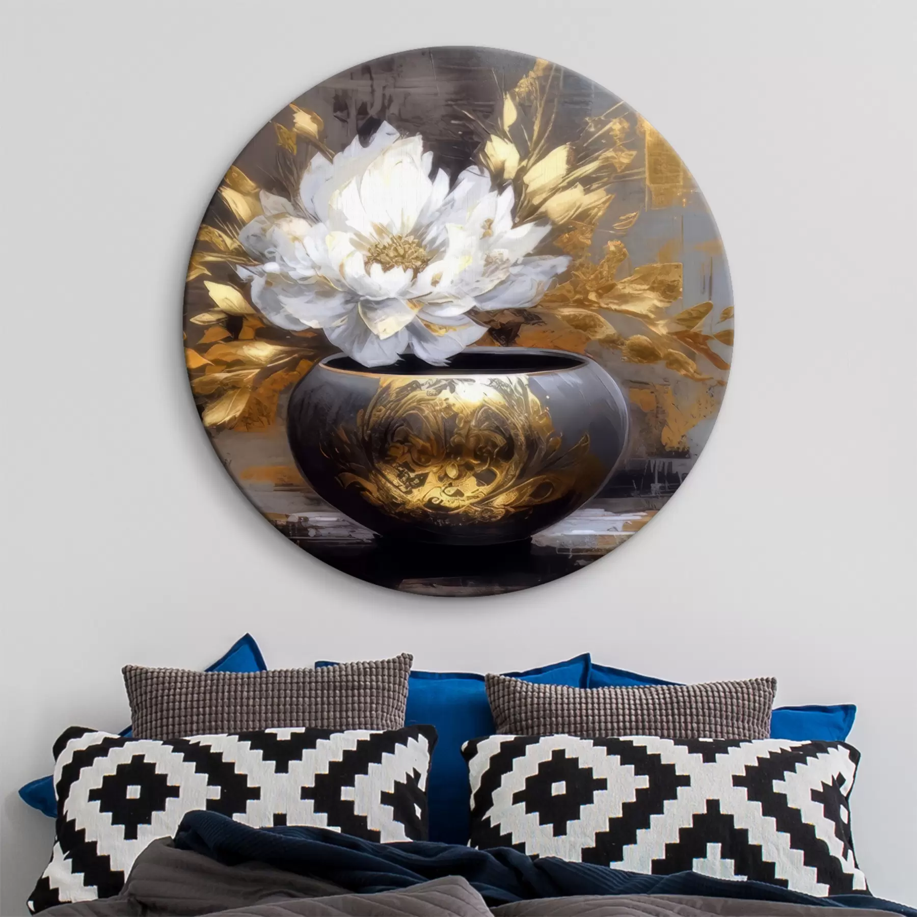 Glezna Liela vāze ar milzīgu baltu ziedu r35388