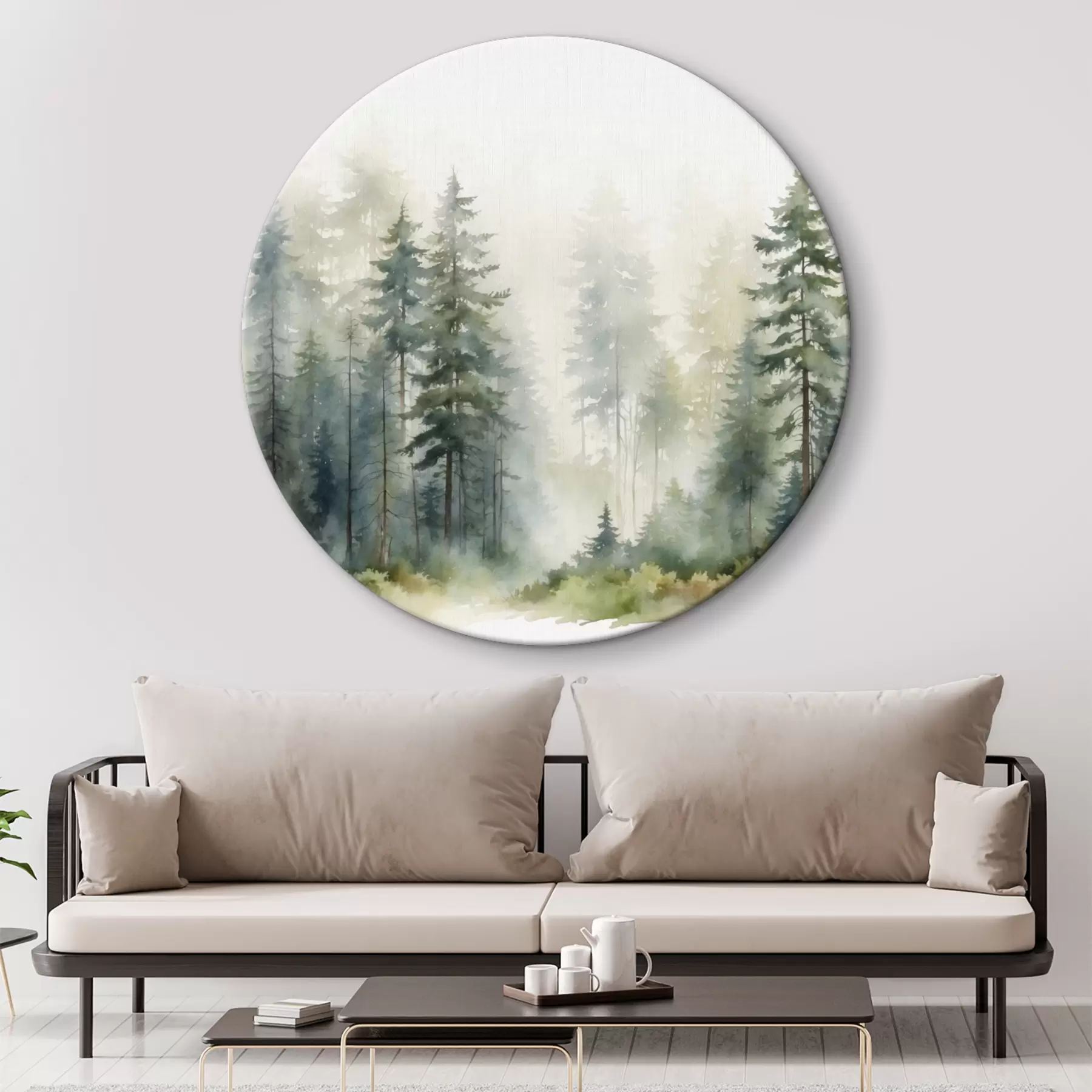 Glezna Skujkoku mežs miglā r37337