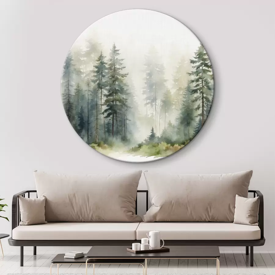 Glezna Skujkoku mežs miglā r37337