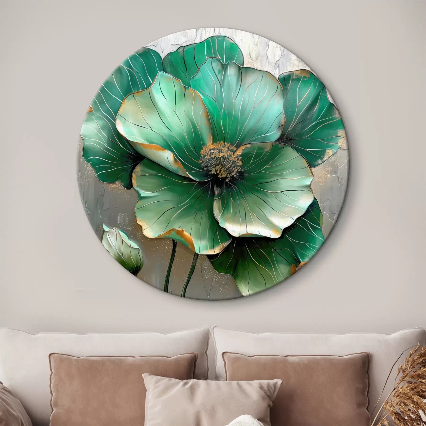 Glezna Liels zieds zaļā krāsā r39013