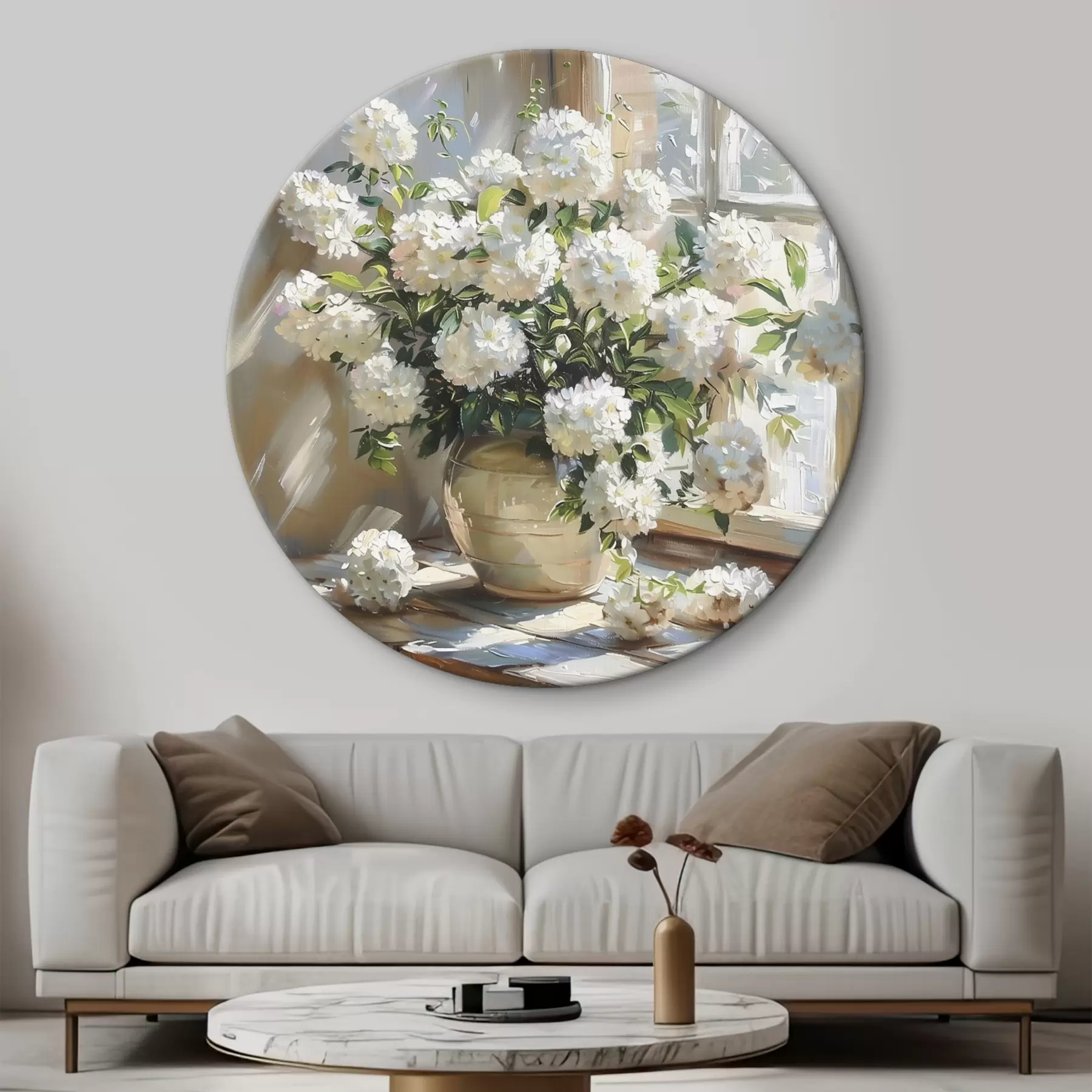 Glezna Uz palodzes stāv skaists pušķis r39779