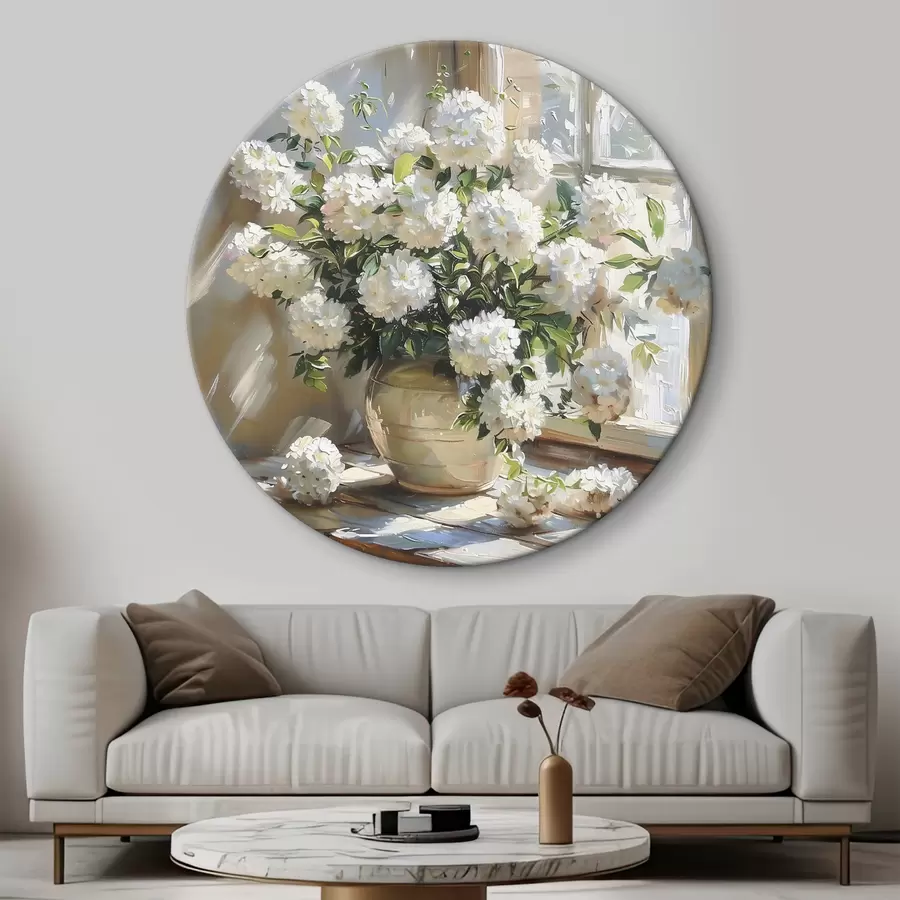 Glezna Uz palodzes stāv skaists pušķis r39779