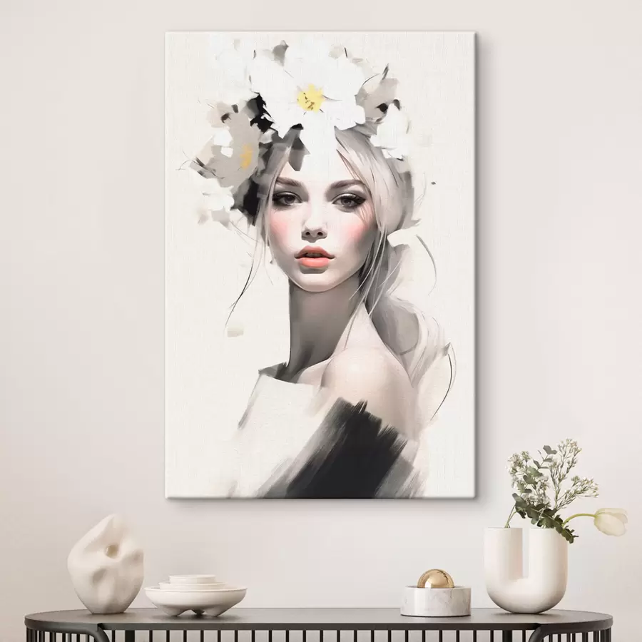 Glezna Modelis meitene ar ziediem matos s41321