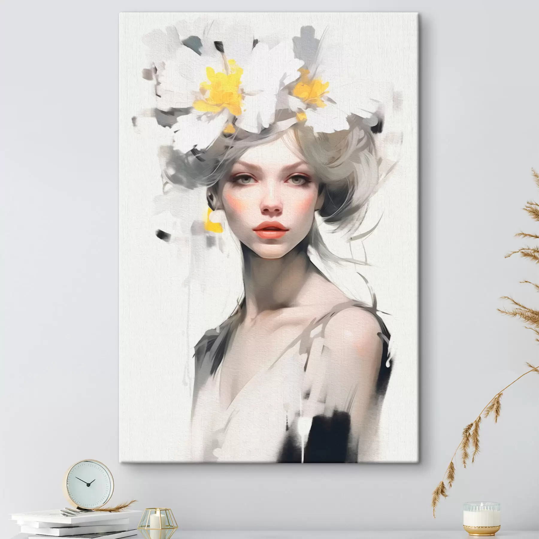 Fototapetes Modele ar ziediem uz galvas s41322