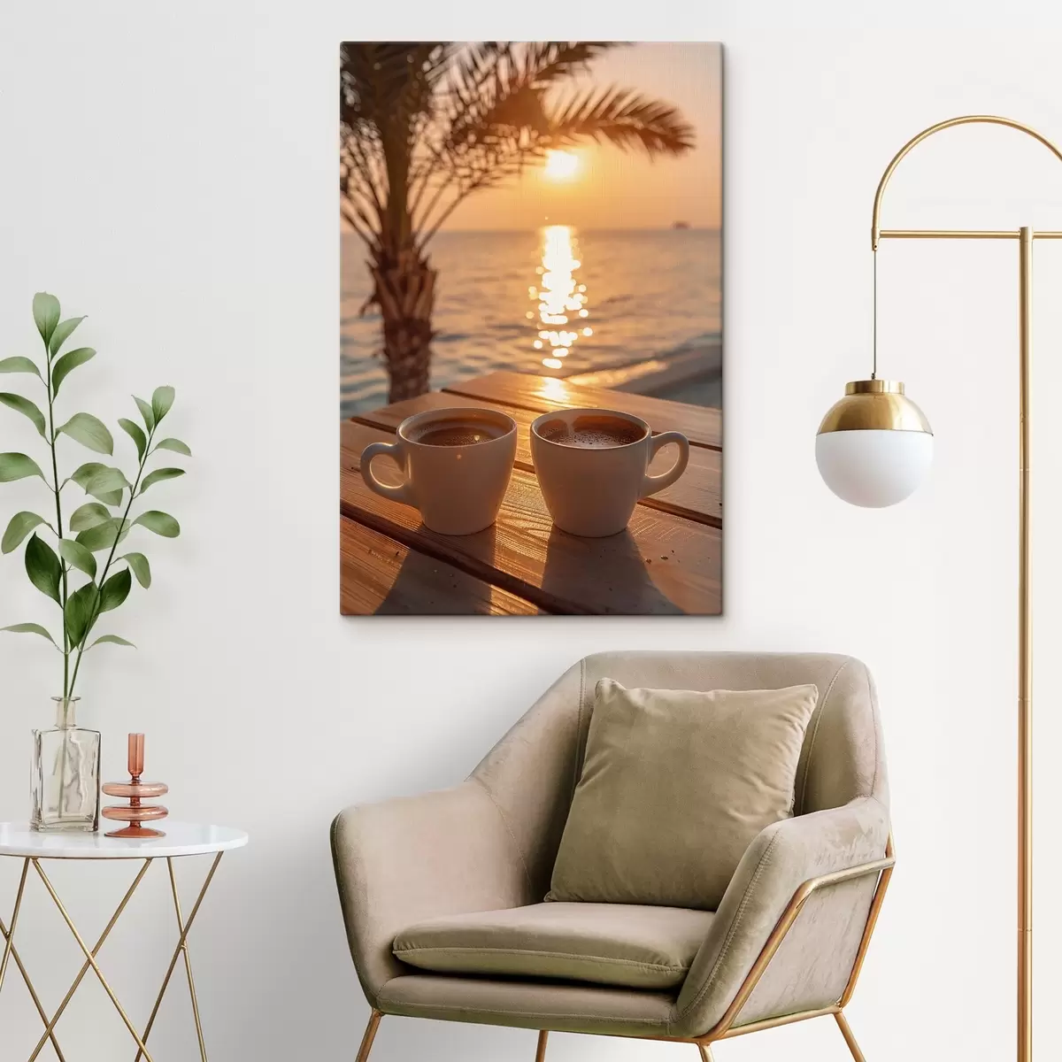 Glezna Kafija jūras krastā s41431