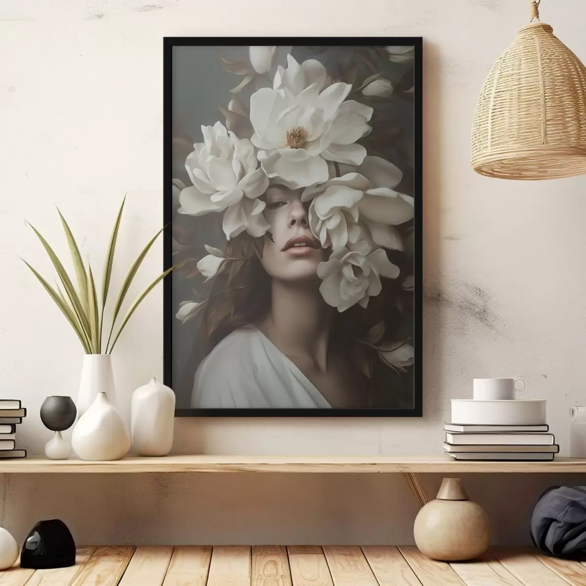 Plakāts Meitene ar ziediem f41194