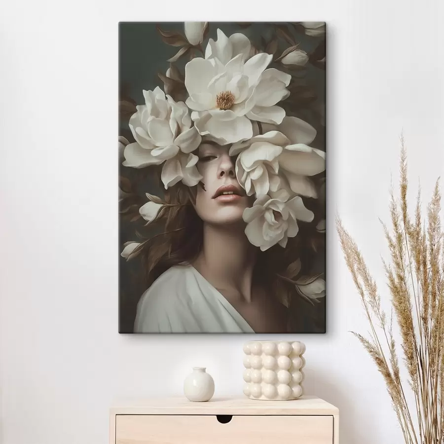 Glezna Meitene ar ziediem s41194