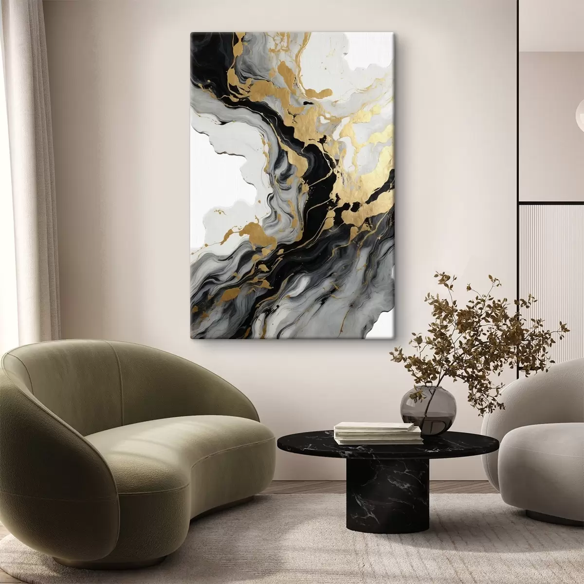 Glezna Abstraktā glezniecība akvarelī ar melnām un dzeltenām krāsām s41290