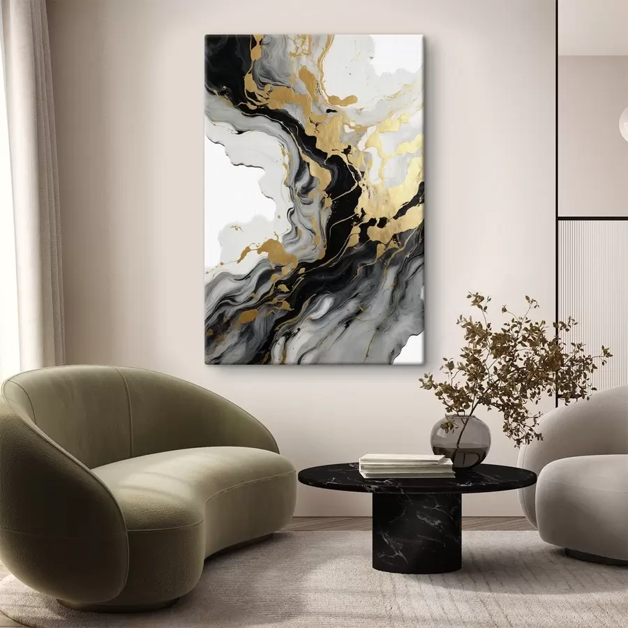 Fototapetes Abstraktā glezniecība akvarelī ar melnām un dzeltenām krāsām s41290