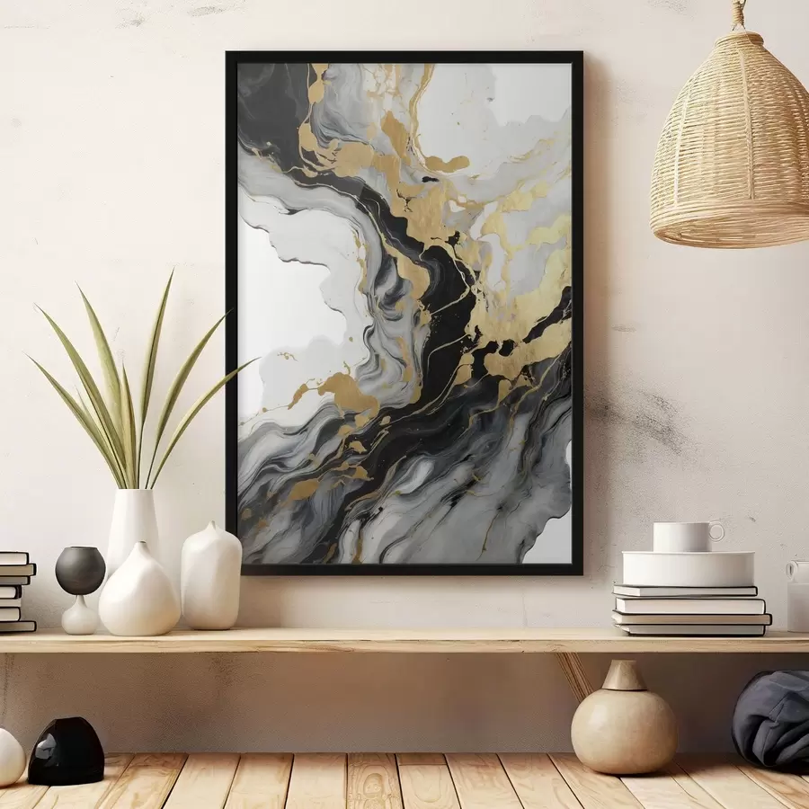 Fototapetes Abstraktā glezniecība akvarelī ar melnām un dzeltenām krāsām f41290