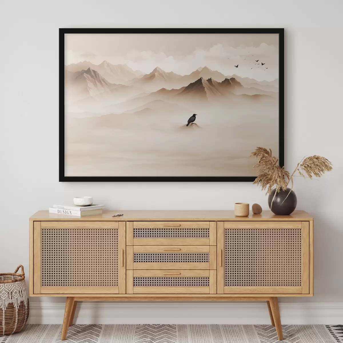 Plakāts Kalni miglā vektoru grafikā f41295