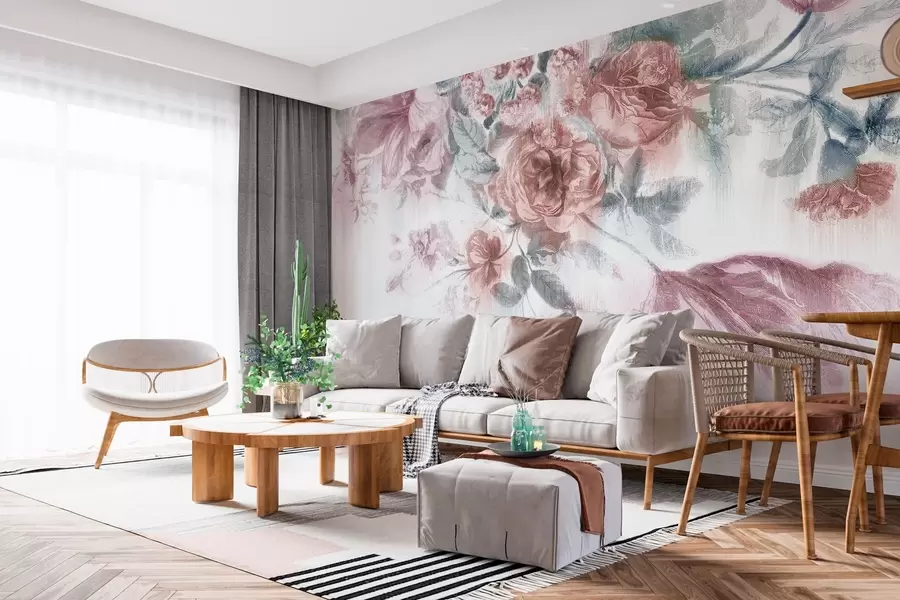 Fototapetes Delikāts pasteļtoņu ziedu kompozīcijas dizains w00389