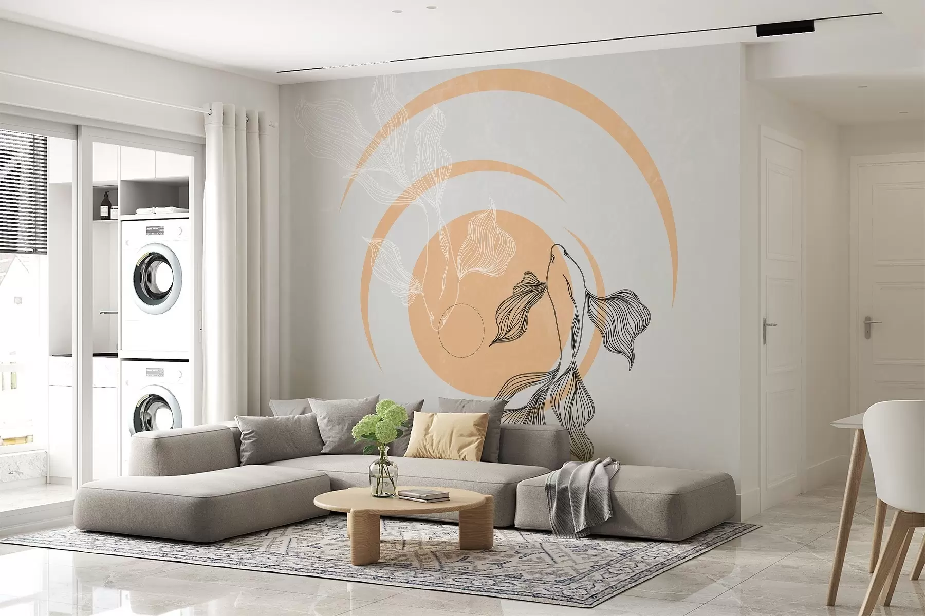 Fototapetes Elegantas koi zivis mierīgā kustībā w00823v2