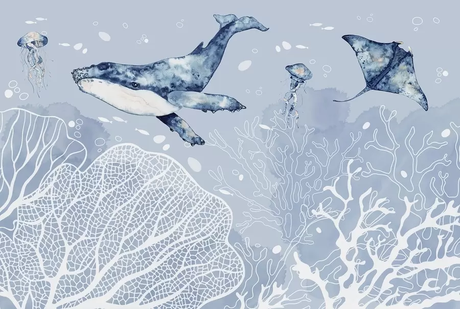 Fototapetes Zemūdens brīnumi ar jūras dzīvi w00848