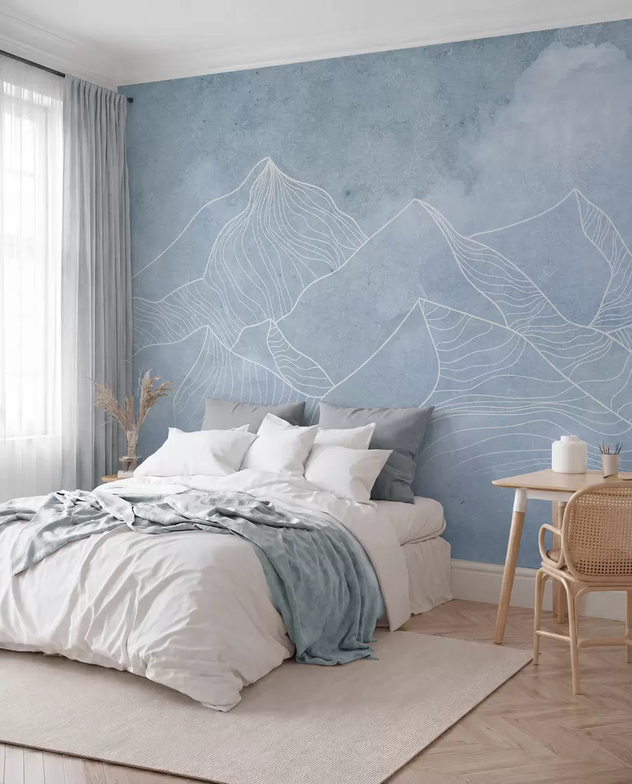 Fototapetes Mierīgi kalni maigi zilos toņos u98839v1