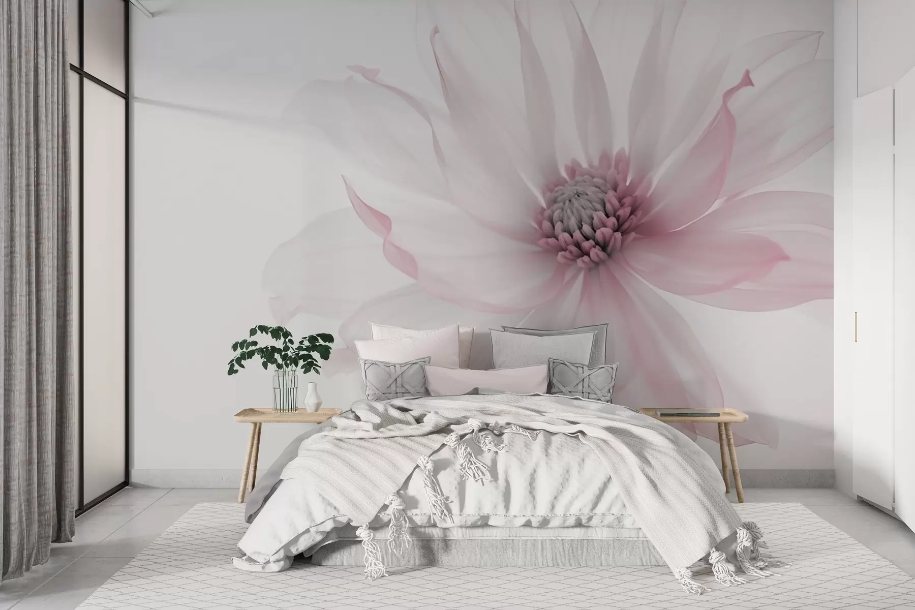 Fototapetes Delikāts rozā zieds uz gaiša fona w02077v2