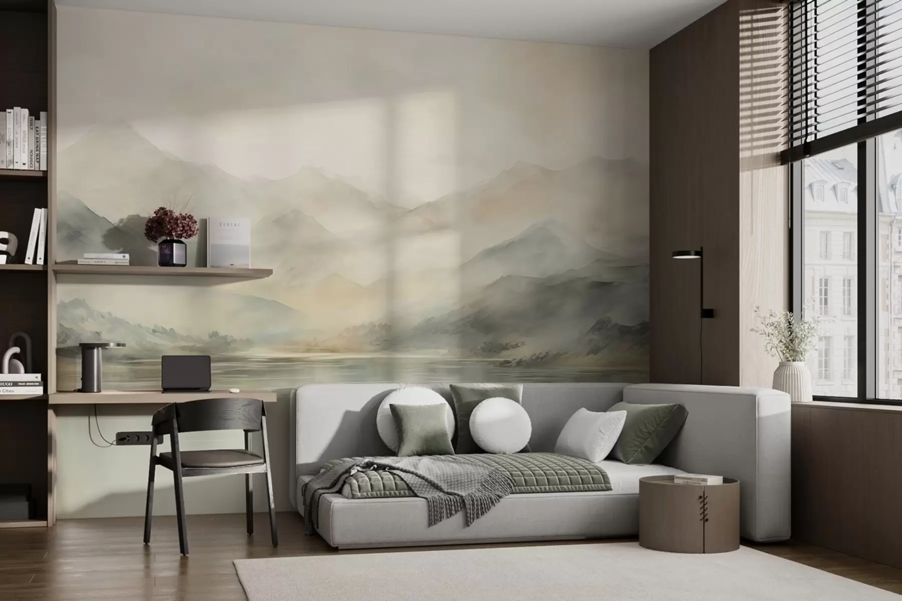 Fototapetes Gleznota akvareļu kalnu ainava w02115