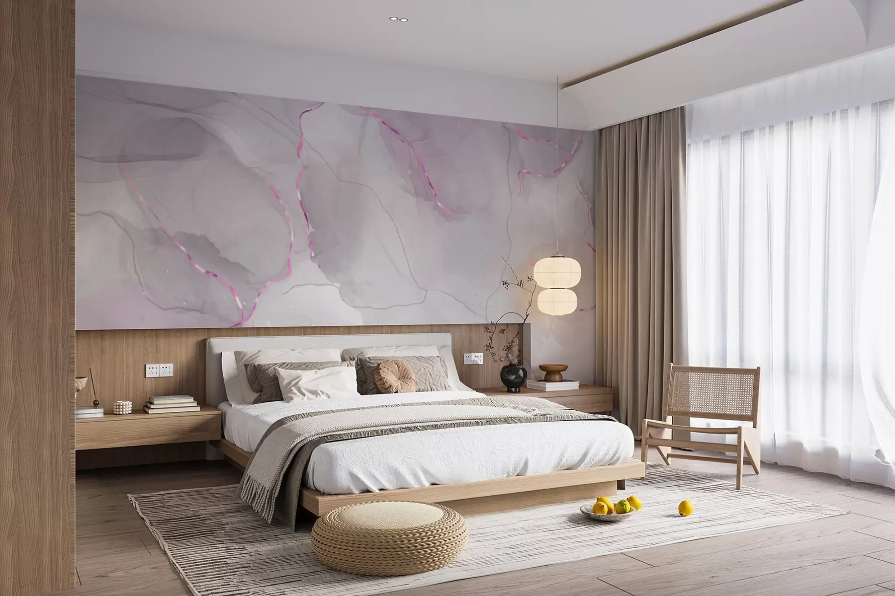 Fototapetes Maigie rozā un pelēko toņu virpuļi u80088v2