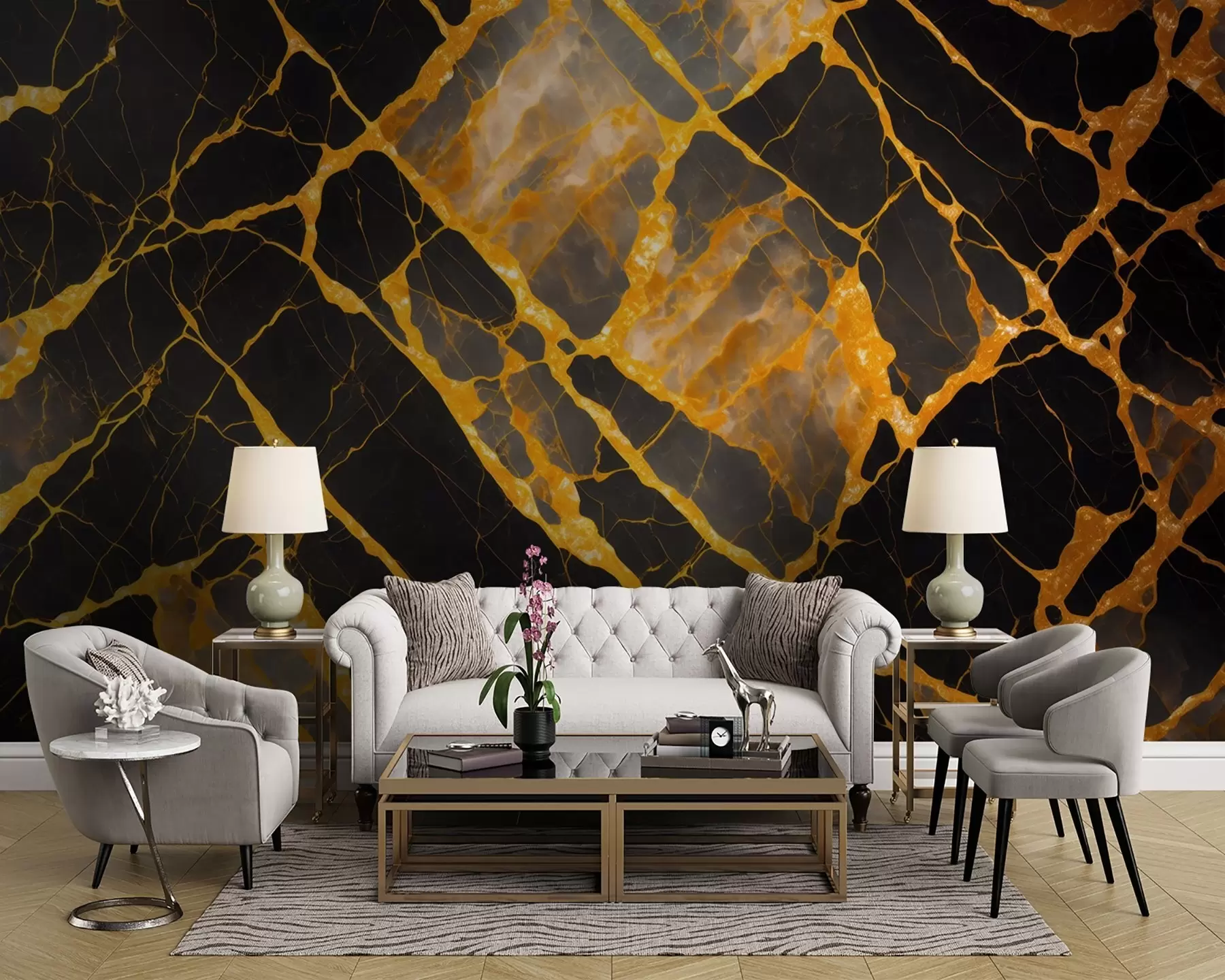 Fototapetes Pārsteidzošs kontrasts starp melno un oranžo krāsu u94111