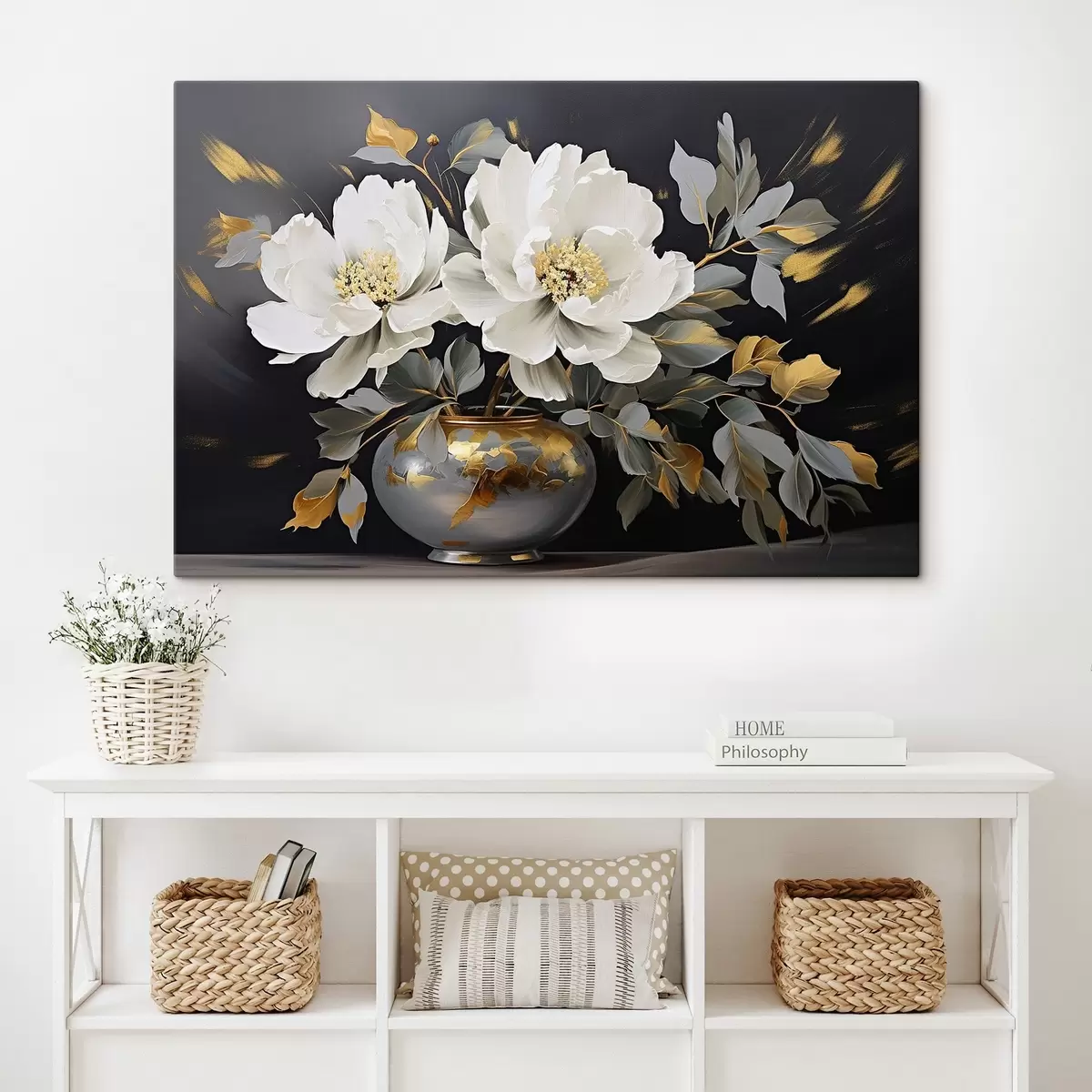 Glezna Delikātas baltas peonijas vāzē s41568