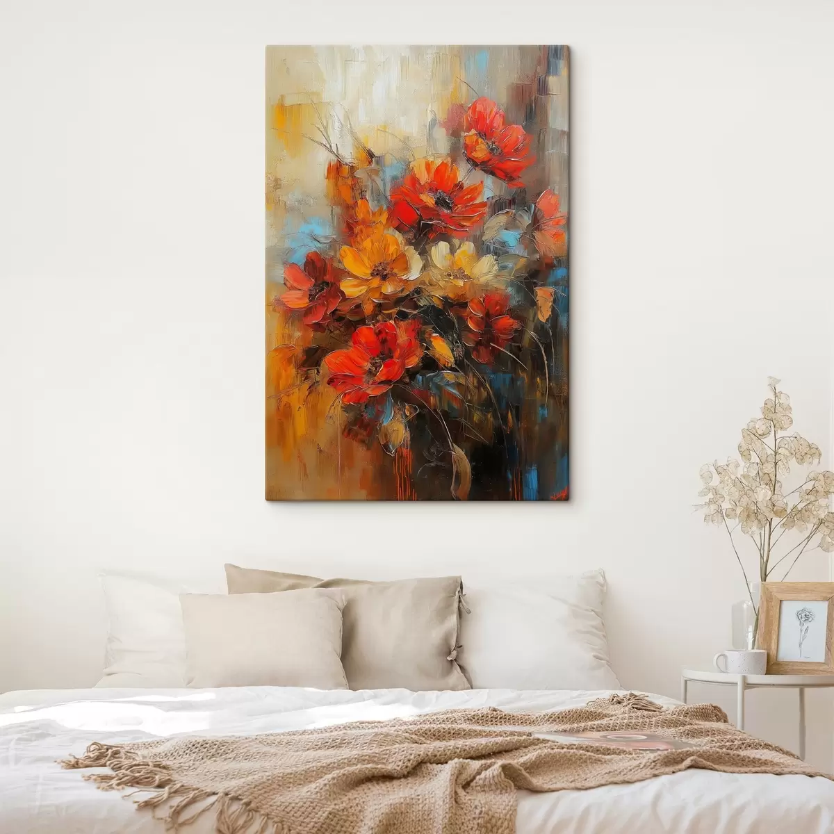 Glezna sarkani ziedi ar eļļas krāsām s41625