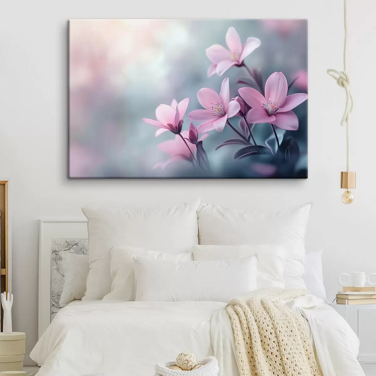 Glezna rozā ziedi tuvplānā s41631