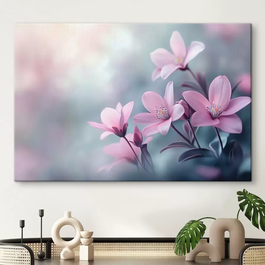 Glezna rozā ziedi tuvplānā s41631