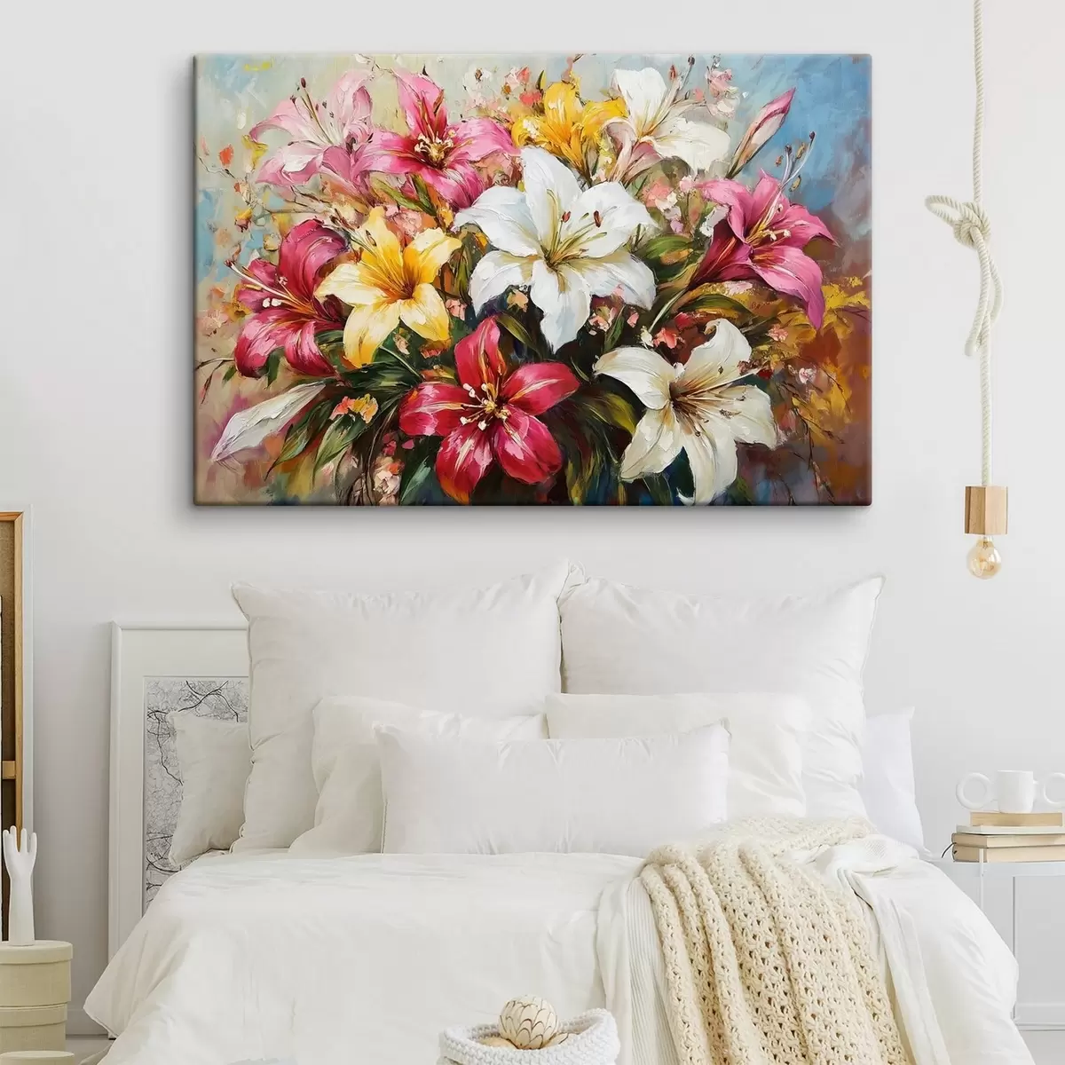Glezna krāsainu liliju pušķi s41634