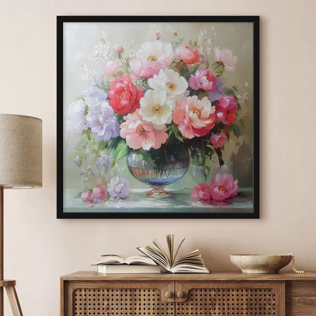 Plakāts maigu ziedu pušķis vāzē f41635