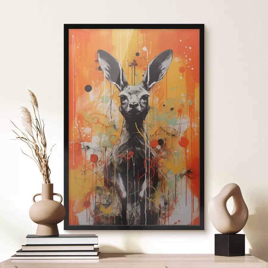 Fototapetes Ķengurs uz spilgta abstrakta fona f41656