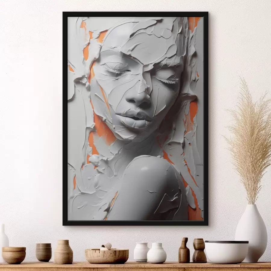 Fototapetes Meitenes portrets baltā krāsā, kas imitē insultu imitāciju f41657