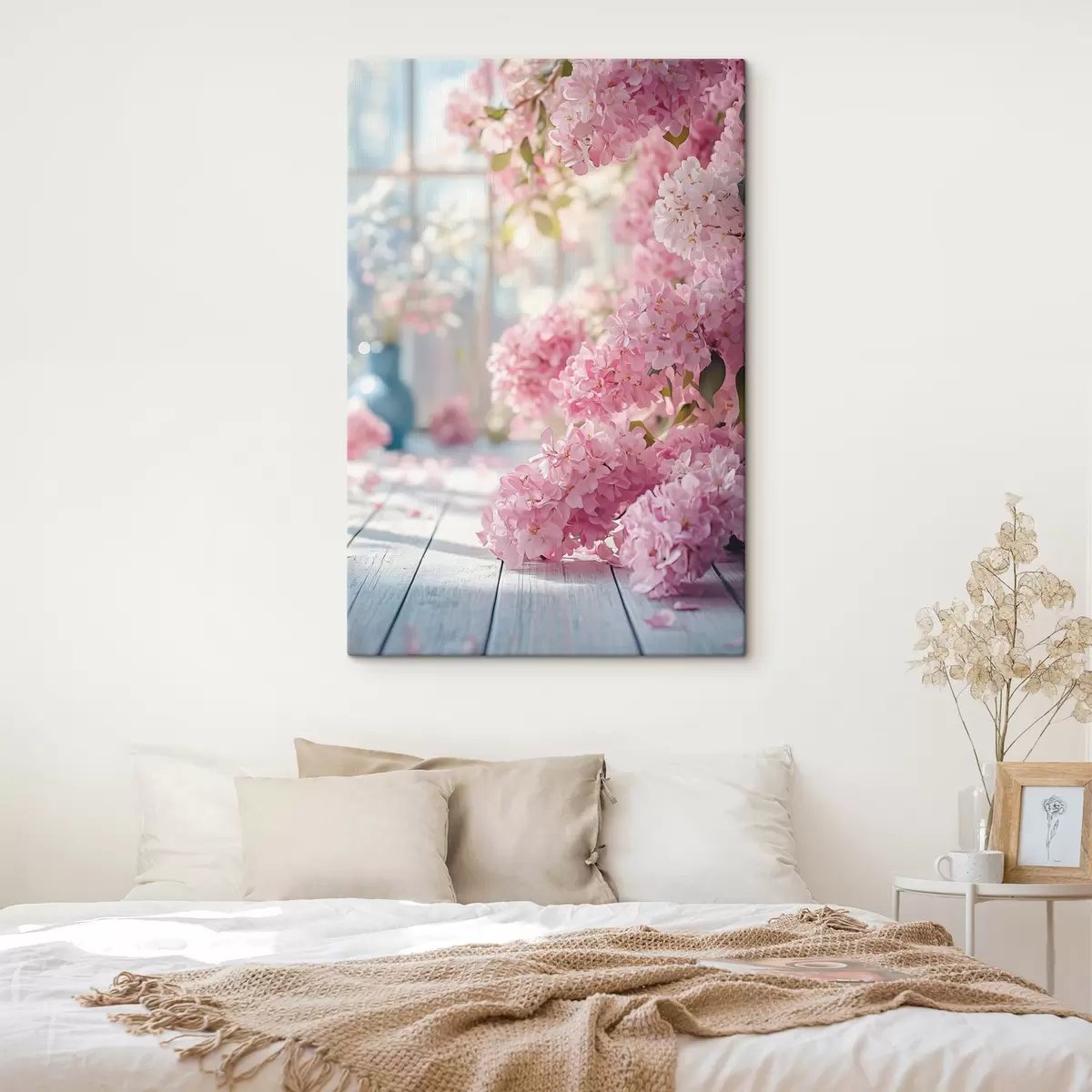 Glezna Rozā ceriņi uz loga fona s41748