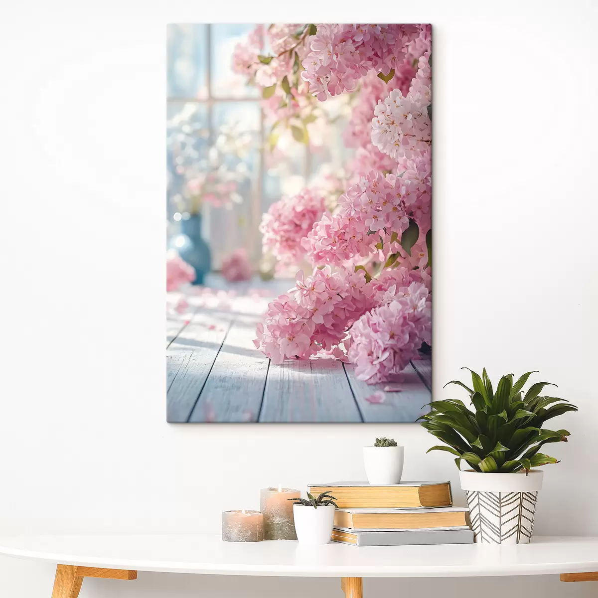 Glezna Rozā ceriņi uz loga fona s41748