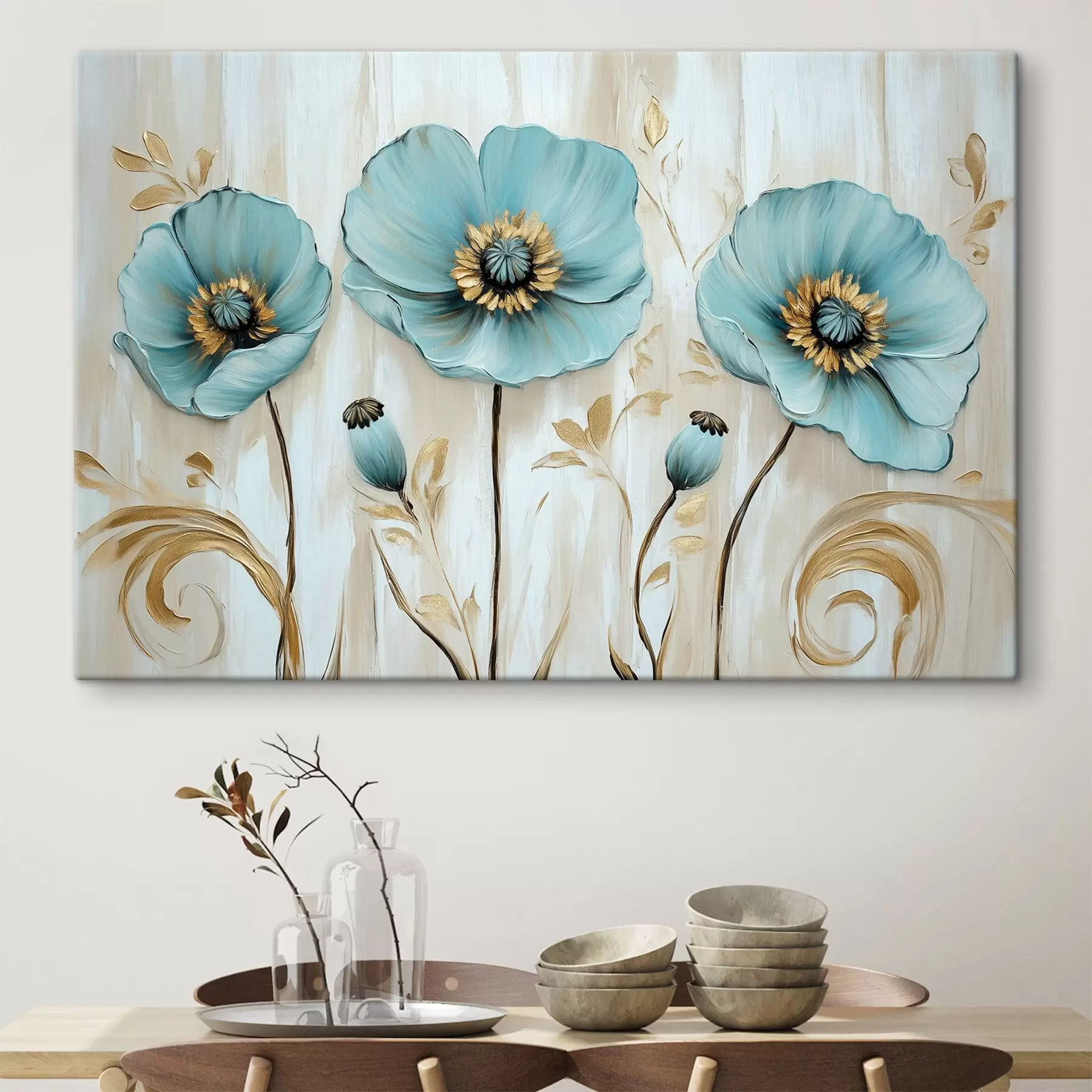 Fototapetes Zili ziedi eļļas gleznošanas stilā s41830