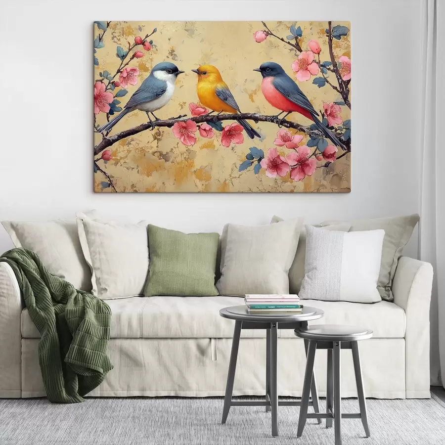 Glezna Zirnekļi uz sakuras zara eļļas glezniecības stilā s41835