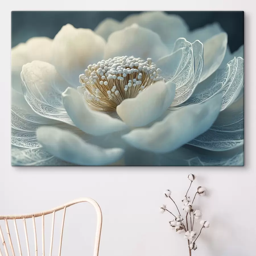 Glezna Balts gaisīgs zieds ar rakstiem uz ziedlapiņām s41838