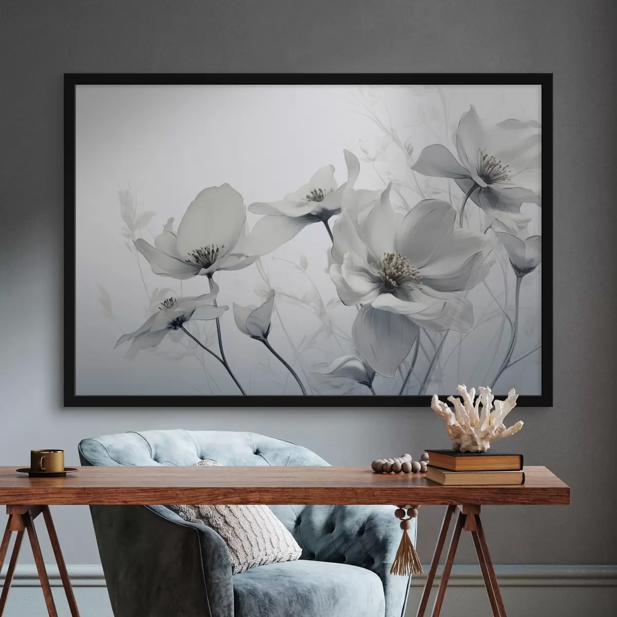 Plakāts Smalki pelēki ziedi f41829