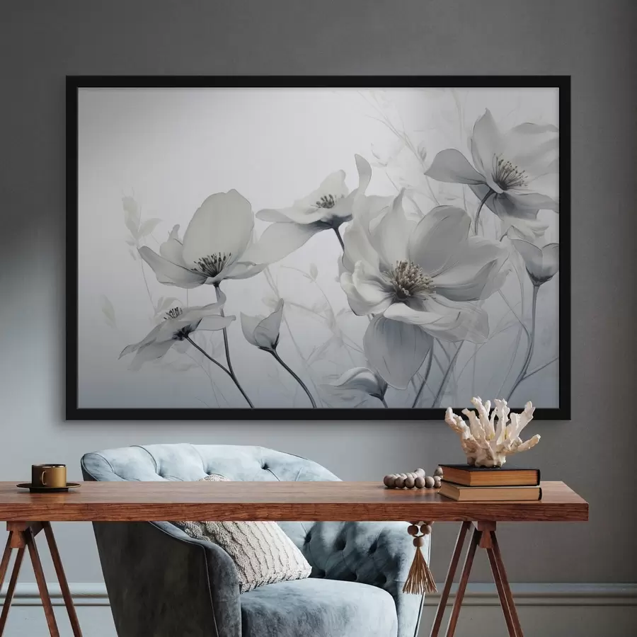 Fototapetes Smalki pelēki ziedi f41829